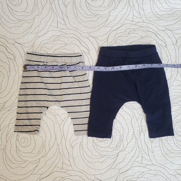 FREE W/ BUNDLE [3-6M] Cotton Pants, 1 Solid Navy, 1 Striped Gray/Navy - Picture 6 of 6